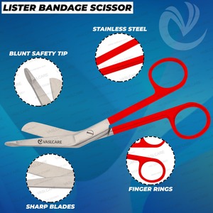 Juego de 3 tijeras de enfermería con fórceps hemostáticos, tijeras de enfermería premium y juego de abrazaderas, tijeras de vendaje quirúrgico de Vaslcare - Product Image 5