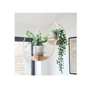 กระถางโลหะเคลือบด้วยผงสีขาวพร้อมที่แขวนสีทองสำหรับการใช้งานกลางแจ้งในร่ม - Product Image 4