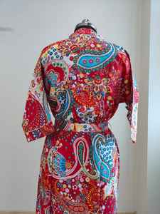 Batas Kimono 100% Algodón, Hermoso Vestido Kimono de Algodón, Kimono de Algodón con Estampado Floral Indio, Regalos Más Vendidos para Ella y Él, Ropa de Estar en Casa - Product Image 5