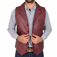 Chaleco de Cuero Vacuno Personalizado a la Moda para Hombre, Corte Ajustado, Ropa de Invierno, Resistente al Viento, Hecho en Pakistán