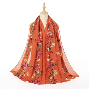Wholesale Hot Ladies Embroidery Flower <b>Scarf</b> Fashion visose <b>Floral</b> Boho <b>Scarves</b> Soft Women - Product Image 4
