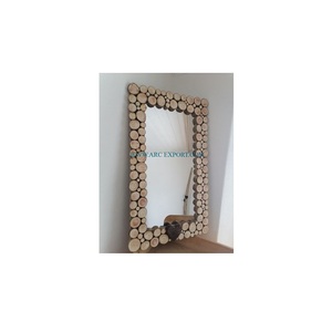 Espejo colgante de pared de Material de madera de bambú, Calidad exclusiva, tamaño grande, hogar, Hotel y restaurante, espejo decorativo de pared elegante - Product Image 1