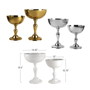 Centre de table Bol à fruits décoratif en métal Décoration de mariage Vase à fleurs de luxe Vase à fleurs en plaqué or et argent - Product Image 3