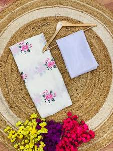 ส่าหรีลายดอกไม้ chinnon สำหรับงานปาร์ตี้และงานแต่งงานงานปักลายดอกไม้สไตล์อินเดีย - Product Image 5