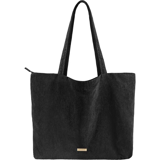 Custom Canvas Shoulder Corduroy Tote Bag Reusable Washable Ecofriendly Corduroy Bag Tote With Inner Pocket