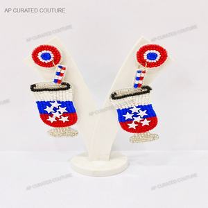 Accesorios personalizados rojos, blancos y azules para el día de la independencia, joyería India hecha a mano al por mayor - Product Image 2