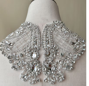 WDP-536 Keering robe de mariée décoration acrylique strass corsage appliques patchs cristal perles de rocaille goutte pointe fleur à coudre - Product Image 6