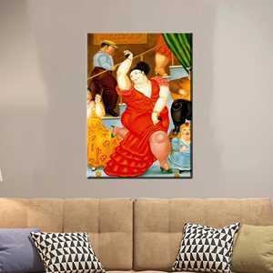 งานศิลปะบนผ้าใบภาพผู้หญิงเต้นรำที่มีชื่อเสียงโดยเฟอร์นันโด โบเตโร ห่อหุ้มอย่างดี - Product Image 1