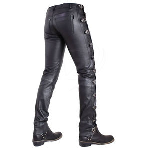 Pantalon en cuir véritable pour homme, best-seller, fermeture éclair, respirant, imperméable, écologique, léger, décontracté, taille mi-haute, lavage foncé - Product Image 4