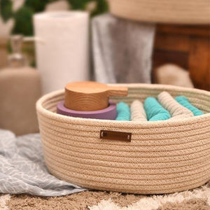 Export Quality New Arrival Pure Cotton <b>Rope</b> Oval <b>Storage</b> <b>Basket</b> With Handle Custom Size For Home Office Used Wedding Gift <b>Basket</b> - Product Image 4
