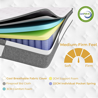 Matelas à ressorts ensachés de luxe Europa Premium 22-30 cm, mousse à mémoire de forme, matelas de lit d'hôtel, matelas confortable et pas cher