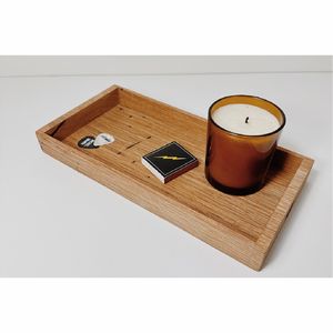 Ensemble de plateaux de service en bois rustique faits à la main avec poignées découpées - Plateaux décoratifs rectangulaires vintage pour table basse - Product Image 4