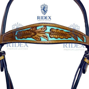 Vente en gros de collier en cuir usiné à la main de l'Ouest Headstall & Breast Plate Set Toutes les tailles disponibles au meilleur prix de l'Inde... - Product Image 1