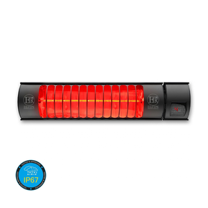 ELCON RCH-2500/6 <b>Remote</b> <b>Controlled</b> Halogen Infrared Heater 2500W IP67 Waterproof Black Aluminum Single <b>Lamp</b> 12-24m Coverage - Product Image 1