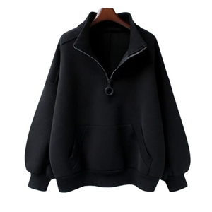 Alta calidad 100% algodón polar 1/4 cuarto cremallera pulóver sudadera mujeres sudaderas con capucha 2025 - Product Image 3