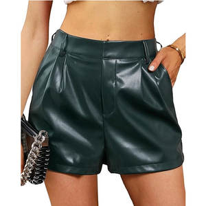 Shorts en cuir pour femmes écologiques, taille mi-haute, confortables, séchage rapide, respirants, coupe-vent, personnalisables, logo personnalisé, décontractés pour l'été - Product Image 1