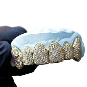 Entièrement glacé amélioré vvs clarté diamant naturel glacé dents grillz hip hop bijoux en argent sterling 925 taille personnalisée - Product Image 3