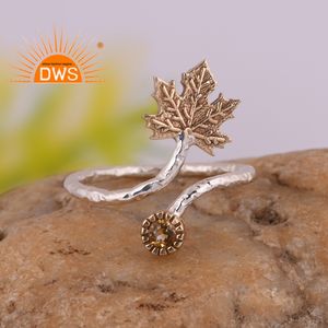 แหวนพลอยซิทรีนธรรมชาติปรับขนาดได้แหวนเงินแท้ปรับได้ - Product Image 2