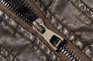 Por encargo de los hombres de cuero de la PU High Street Style chaqueta de la motocicleta XL Tamaño Stand Collar tejido al por mayor - Product Image 3