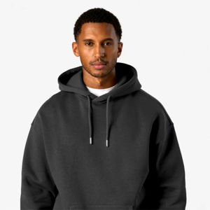 Men's High Quality 100% Cotton Terry Oversized Hoodie <b>Thick</b> <b>Fleece</b> Drop Shoulder Plain Blank for Winter Streetwear Custom - Product Image 2