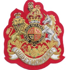 Custom Design Embroidery <b>Sew</b>-On Fabric Badge Luxury Fashion Wholesale Handmade Gold White 3D Nickel-Free Crest - Product Image 2