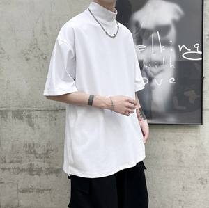 Camiseta corta de algodón 100% de calidad de lujo para hombre, ropa de calle de gran tamaño con hombros caídos, logotipo personalizado estampado, diseño liso - Product Image 2