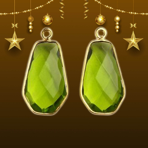 Plata de Ley 925 sólida de la mejor calidad, colgante de conector de amuleto de oro de 18 quilates relleno de cuarzo peridoto Hydro 12x20mm Checker Cut Loop - Product Image 5