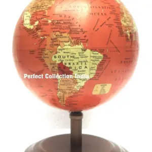 银色古董完整地图17英寸世界地球仪/白wter饰面世界地球仪