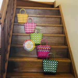 Tissé à la main PP sangle tissage à la mode coloré plage sac à main pour dames nouvel an Occasion sac à main mexique plastique tissage sac - Product Image 3