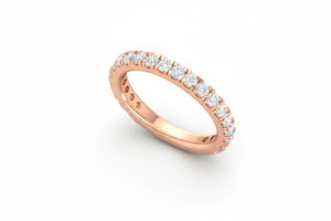 แหวนวงกลมทรงกลมประดับเพชรธรรมชาติและทอง 14K สำหรับผู้หญิง - Product Image 3