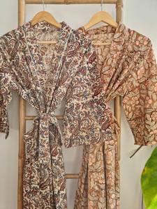 Bagru de algodón puro estampado a mano Kimono de verano Floral Beach Coverup Cómoda bata de maternidad | Casual Floral Otoño/Invierno de punto - Product Image 2