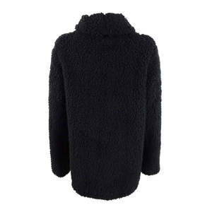 Cardigan da donna Style & Co in finto sherpa stile coreano, maglione nero lavorato a maglia con collo a cappuccio e logo frontale, taglia Petite Small, invernale - Product Image 2