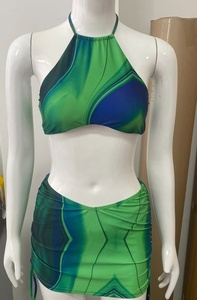 Conjunto de Bikini Personalizable con Micro Bra, Estampados de Frutas, Animales y Lisos, Decoraciones de Encaje con Pedrería, Logotipo en la Parte Delantera de la Cintura - Product Image 4