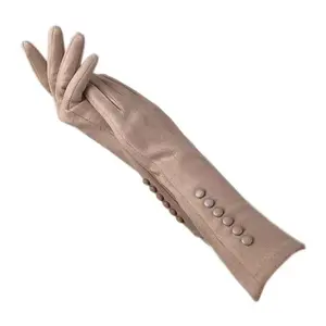 Gants de mariée longs en satin et dentelle perlée de 35 cm, en daim tendance avec écran tactile, longueur bras, pour mariages - Product Image 2