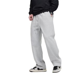 Automne hiver 2025 gros sport pantalons de survêtement poids lourd cordon jambe large couleur unie taille moyenne léger toile tissu - Product Image 4