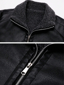Veste en cuir d'agneau véritable noir pour homme Vestes en cuir de moto marron véritable vintage pour homme - Product Image 5