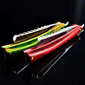 Maquinilla de afeitar de borde recto con mango de madera más vendida, cuchillo de afeitar de peluquero de acero inoxidable de alta calidad con mango plegable - Product Image 6