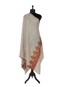 Bright Yellow Kashmiri <b>Shawl</b> with Multicolor Borders Pure Wool <b>Wrap</b> for Festive <b>and</b> Ethnic Winter Style - Product Image 4