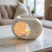 Diffuseur d'huiles essentielles en céramique écologique fait main, brûleur d'encens, lampe chauffe-bougie électrique/non électrique, lampe à parfum