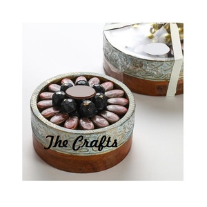 Bol à chocolat en bois et métal poli de haute qualité, design islamique, forme ronde, bol à collations en acier inoxydable écologique - Product Image 2