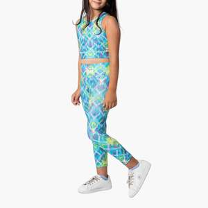 Custom Wholesale Kids Sublimation Athletic Wear Set Yoga Pants Gym <b>Bra</b> & Printed Leggings Fitness Outfit - Product Image 2