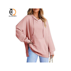 Sweat à capuche oversize pour femme 100% coton en peluche imprimé en relief Automne Épaissi Tricoté Respirant Style décontracté - Product Image 3