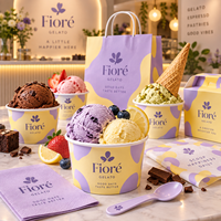Gobelets à glace artisanale personnalisés AT PACK avec logo |   Bols, cuillères et fournitures à emporter de qualité supérieure pour les cafés et les gelaterie