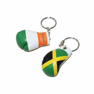 Club Logo Design Leather Stainless Steel Mini Boxing Gloves <b>Keychain</b>-High Quality <b>Car</b> Accessory - Product Image 1