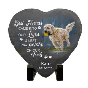 Piedra Conmemorativa Personalizada para Mascotas, Placa de Pizarra en Forma de Corazón con Foto, Nombre y Fecha Grabados, Marcador de Tumba para Perros y Gatos, Regalo de Condolencias por la Pérdida - Product Image 4