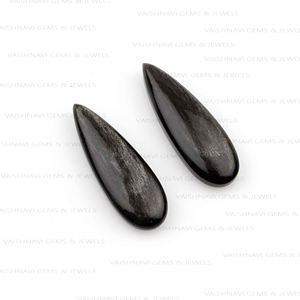 พลอยออบซิเดียนทรงลูกแพร์ขนาด 10x30 มม. คุณภาพพรีเมียม สีเงินธรรมชาติ สำหรับทำเครื่องประดับ สามารถปรับแต่งได้ - Product Image 2