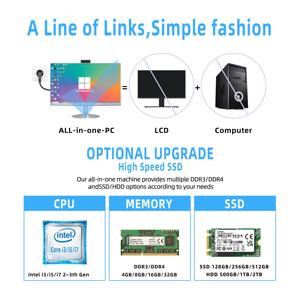 PC Todo en Uno OEM de Escritorio, Intel Core I5, Pantalla LCD de 23.8 Pulgadas, 8GB de RAM DDR4, <span class=keywords><strong>Windows</strong></span> <span class=keywords><strong>10</strong></span> <span class=keywords><strong>Pro</strong></span>, Uso Empresarial, Almacenamiento SSD - Product Image 3