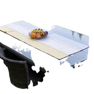 Camino de Mesa de Lino Orgánico Hecho a Mano, con Rayas de 3 Colores y Ribete de Encaje, Estilo Rústico Tejido para Decoración de Jardín, Comedor y Hogar - Product Image 1