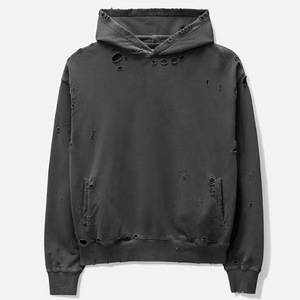 Sweat à capuche de haute qualité coupe décontractée épaules tombantes vêtements de rue personnalisés à capuche en coton mélangé Vintage - Product Image 1