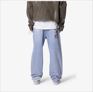 Pantalones Vaqueros de Mezclilla Gruesos de 16 oz Personalizados de Fábrica, Estilo Urbano, Lavado Intenso, Pierna Ancha, Lavado a la Piedra, Holgados, Rectos, Estilo Baggy para Hombre - Product Image 2